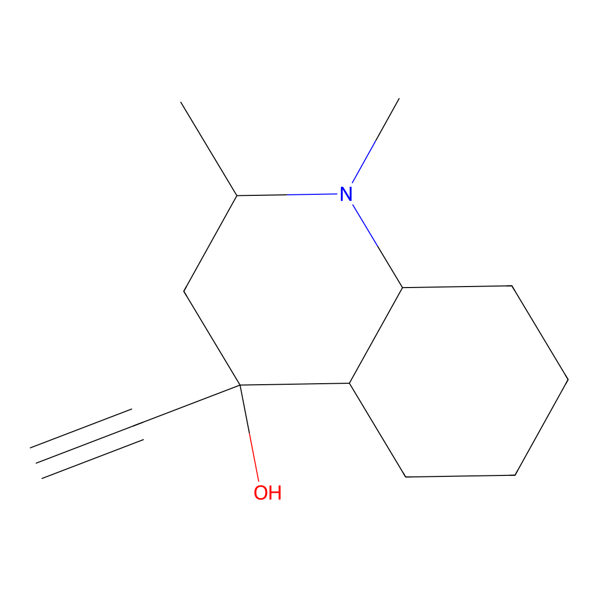 4-Ethynyl-1,2-dimethyl-2,3,4a,5,6,7,8,8a-octahydroquinolin-4-ol molecular structure, CAS 14788-65-9