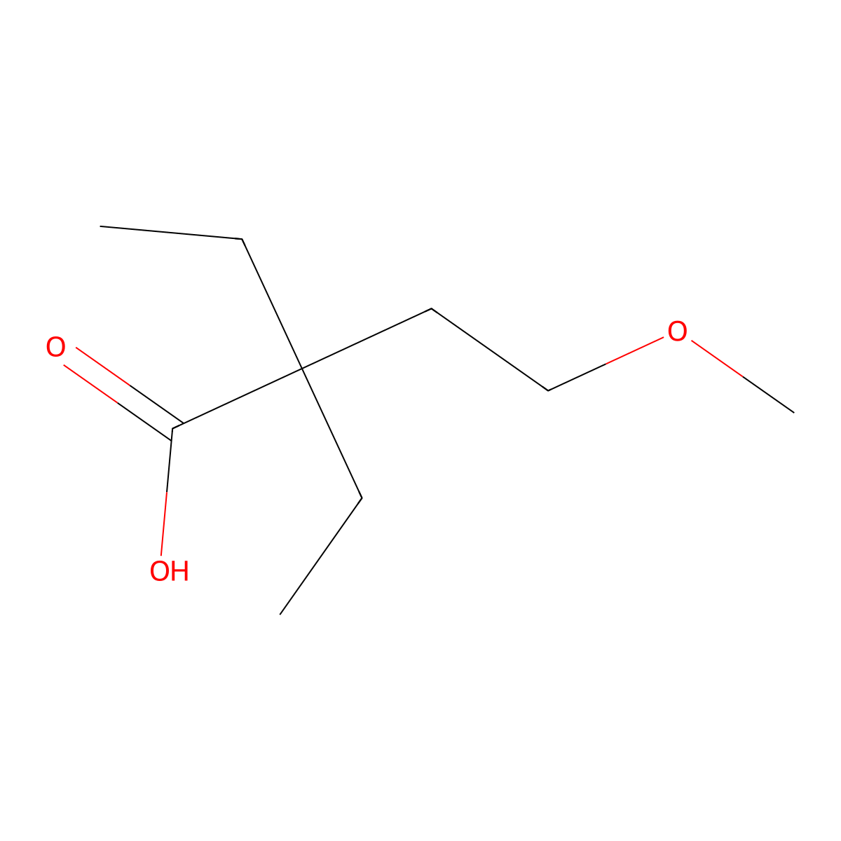 2,2-Diethyl-4-methoxybutanoic acid molecular structure, CAS 1478802-34-4