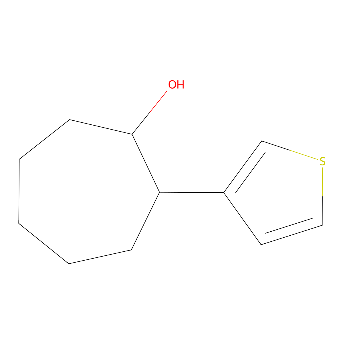 2-(Thiophen-3-yl)cycloheptan-1-ol molecular structure, CAS 1478805-17-2