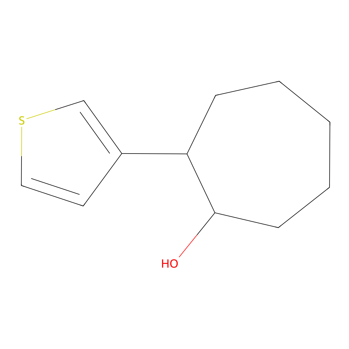 2-(Thiophen-3-yl)cycloheptan-1-ol molecular structure, CAS 1478805-17-2