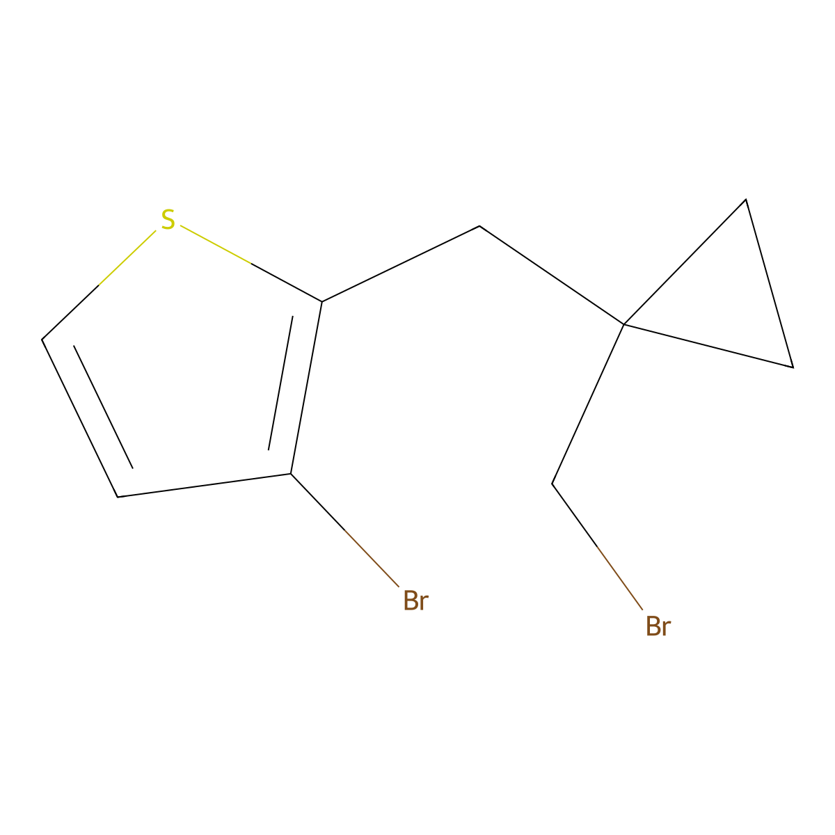 3-Bromo-2-{[1-(bromomethyl)cyclopropyl]methyl}thiophene molecular structure, CAS 1478812-37-1