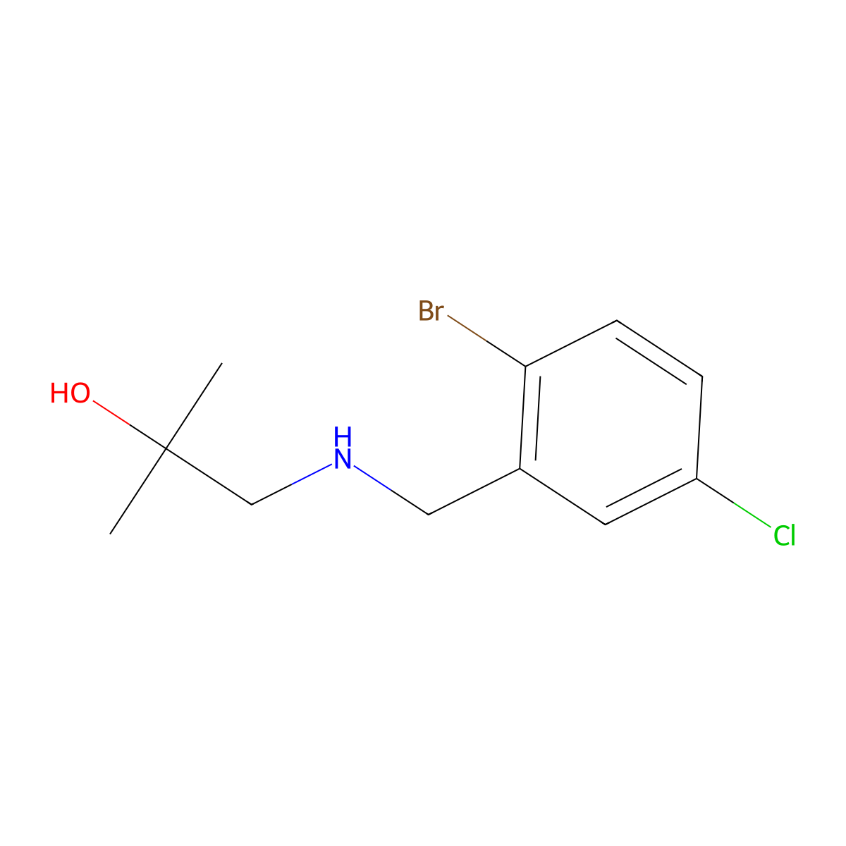 1-{[(2-Bromo-5-chlorophenyl)methyl]amino}-2-methylpropan-2-ol molecular structure, CAS 1478813-99-8