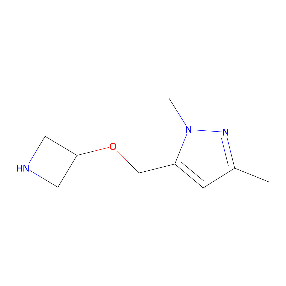 5-[(azetidin-3-yloxy)methyl]-1,3-dimethyl-1H-pyrazole molecular structure, CAS 1478821-88-3