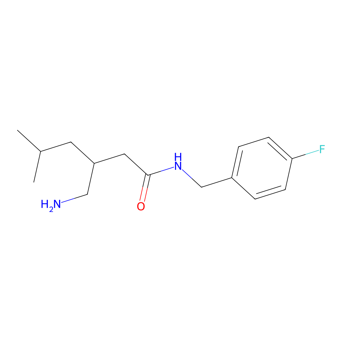 3-(aminomethyl)-N-[(4-fluorophenyl)methyl]-5-methylhexanamide molecular structure, CAS 1478827-42-7