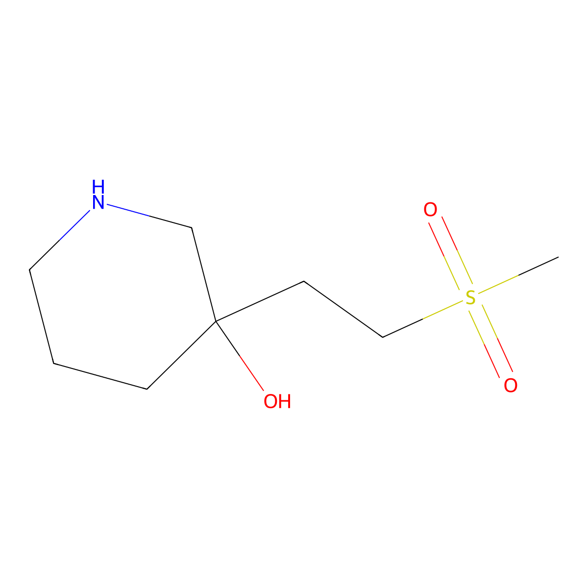 3-(2-Methanesulfonylethyl)piperidin-3-ol molecular structure, CAS 1478835-17-4