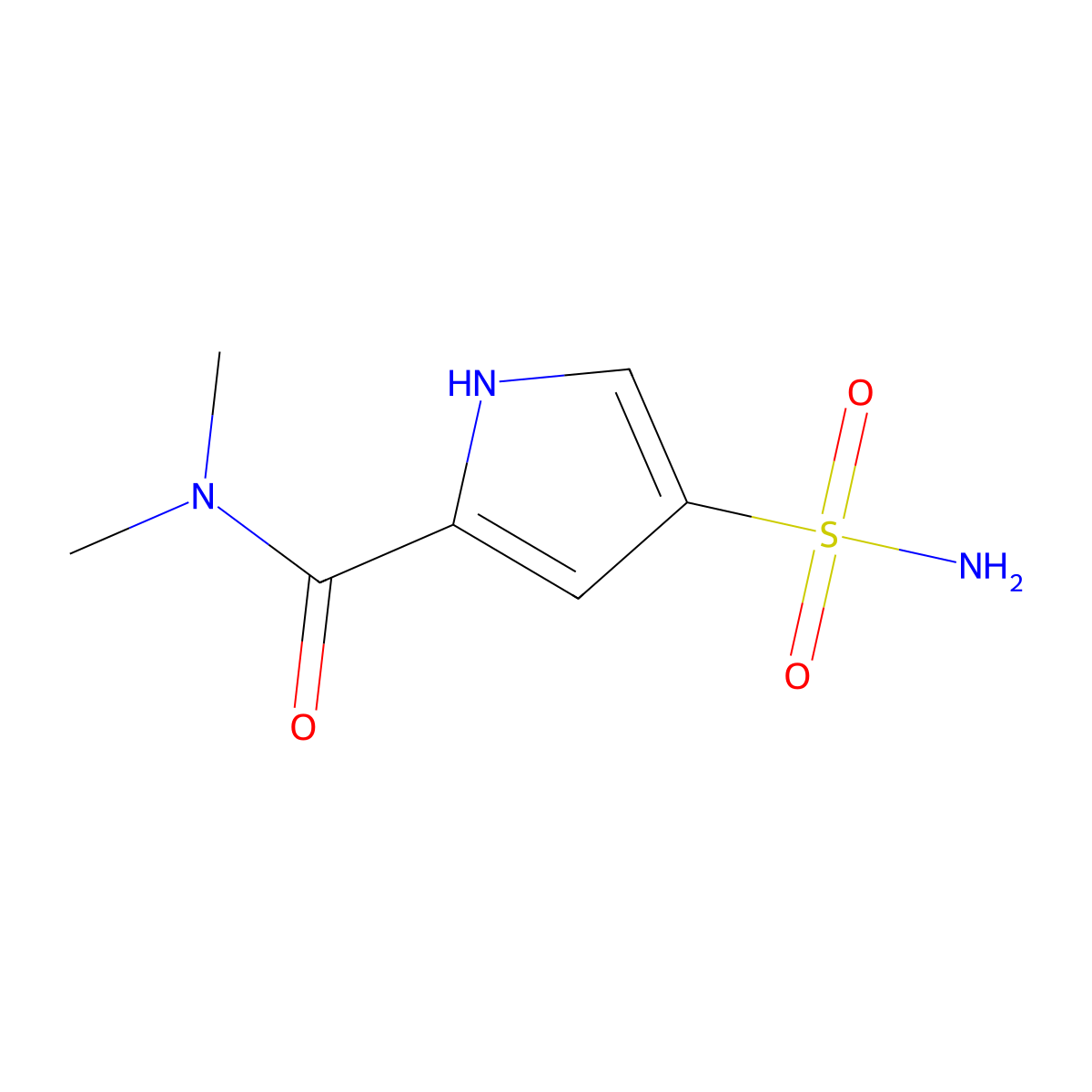 N,N-dimethyl-4-sulfamoyl-1H-pyrrole-2-carboxamide molecular structure, CAS 1478843-10-5