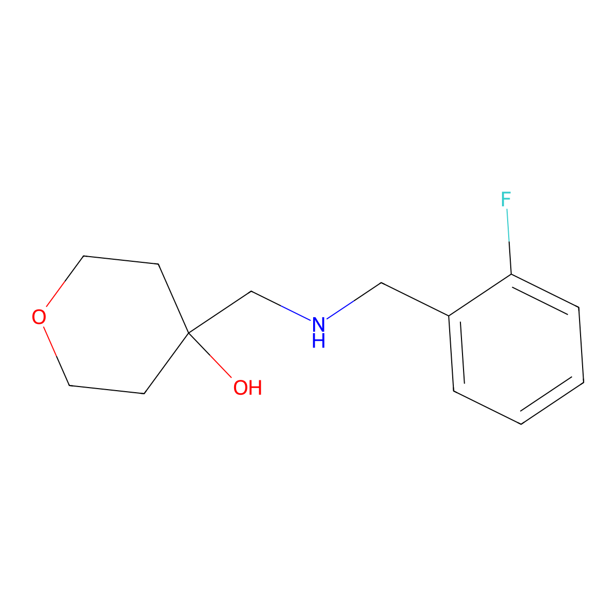 4-({[(2-Fluorophenyl)methyl]amino}methyl)oxan-4-ol molecular structure, CAS 1478871-76-9