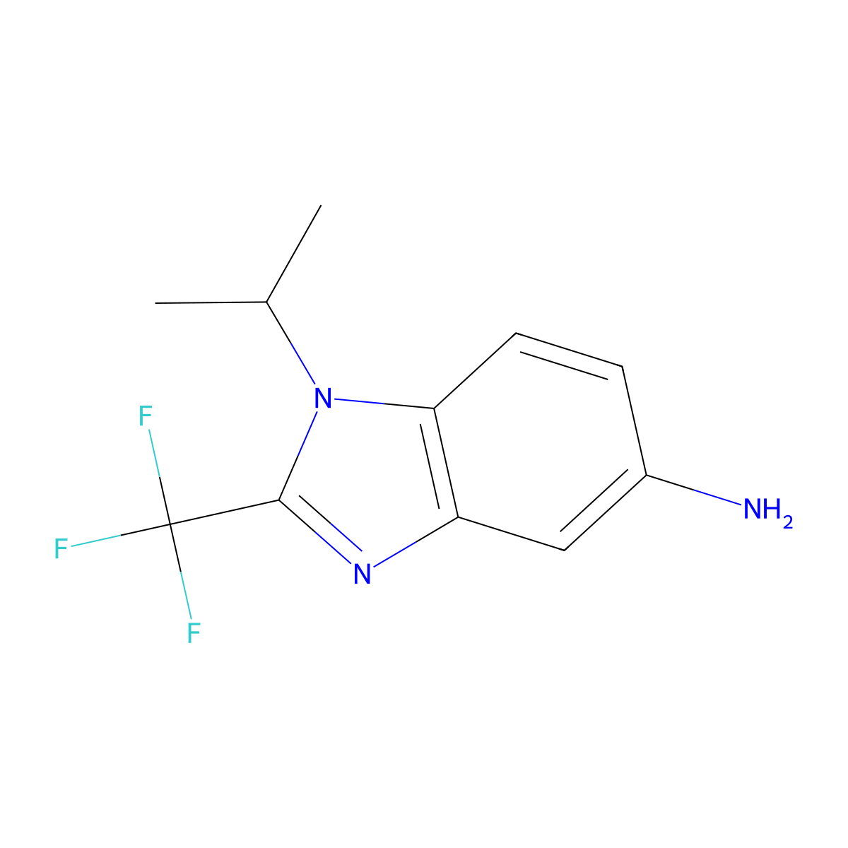 1-(propan-2-yl)-2-(trifluoromethyl)-1H-1,3-benzodiazol-5-amine molecular structure, CAS 1478872-37-5