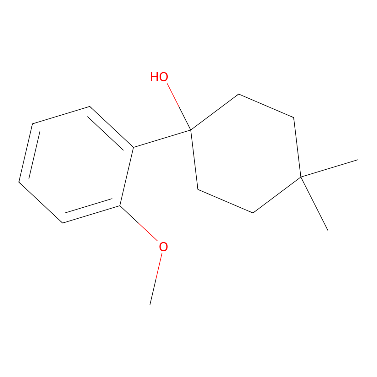 1-(2-Methoxyphenyl)-4,4-dimethylcyclohexanol molecular structure, CAS 1478879-84-3