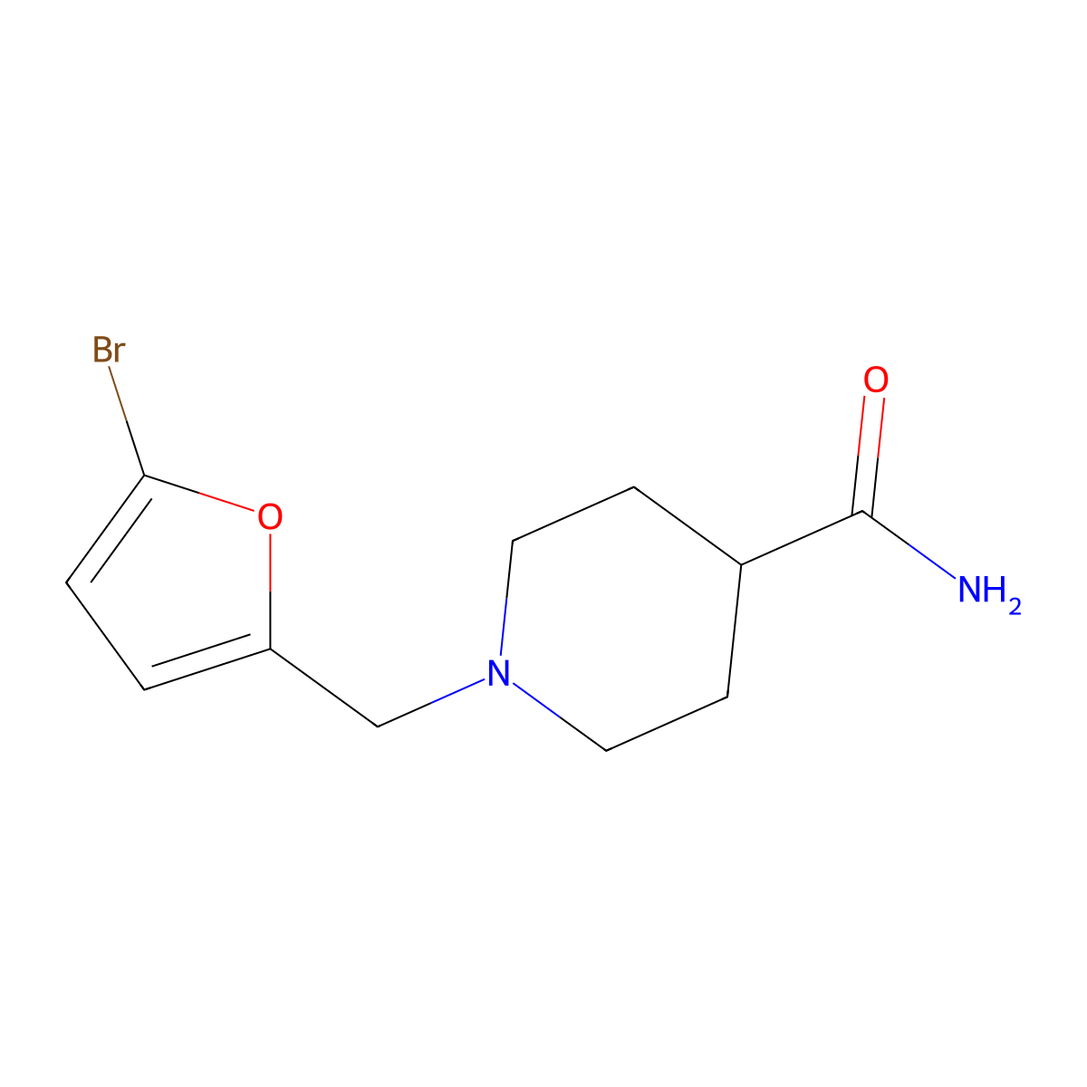 1-[(5-Bromofuran-2-yl)methyl]piperidine-4-carboxamide molecular structure, CAS 1478888-87-7