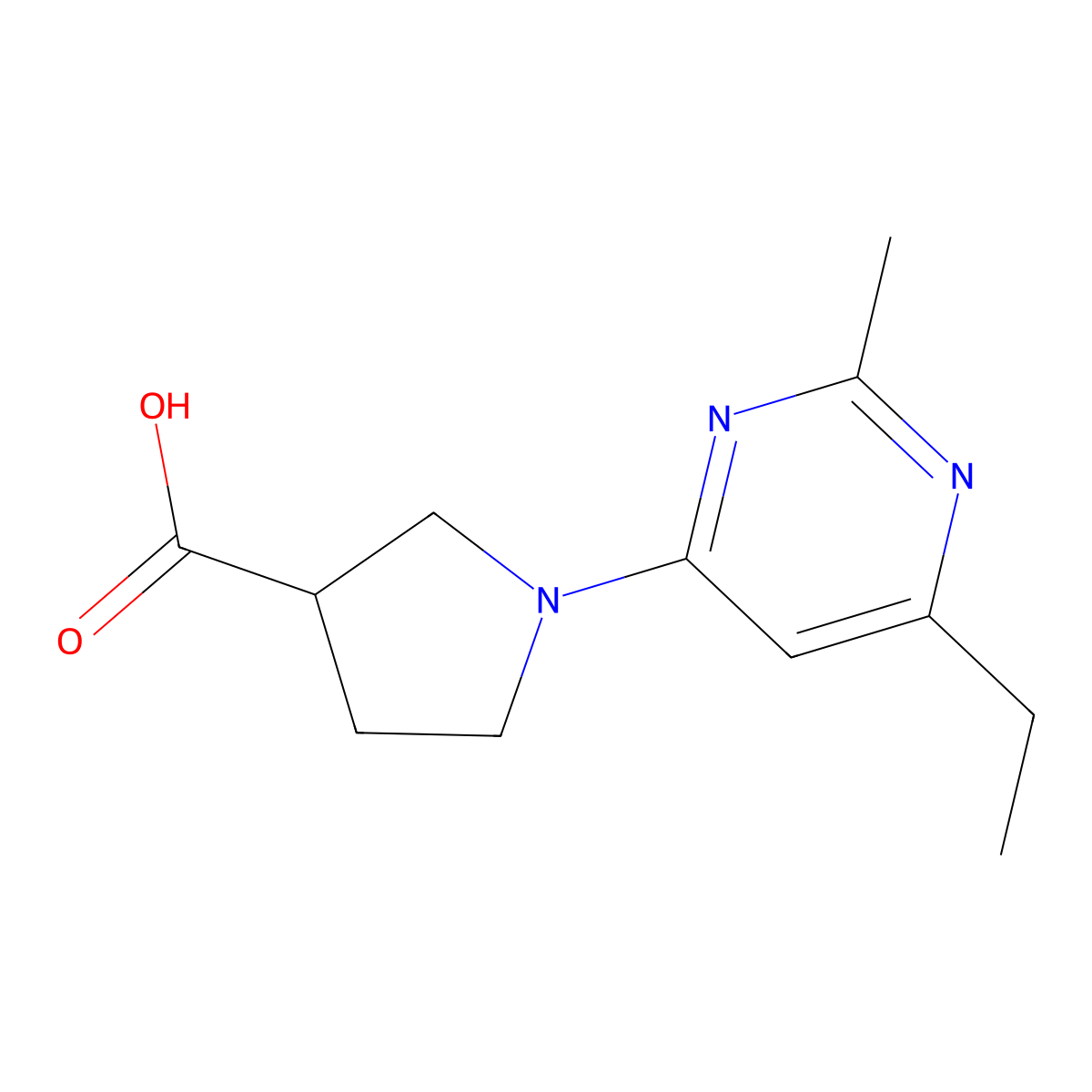 1-(6-Ethyl-2-methylpyrimidin-4-yl)pyrrolidine-3-carboxylic acid molecular structure, CAS 1478891-19-8