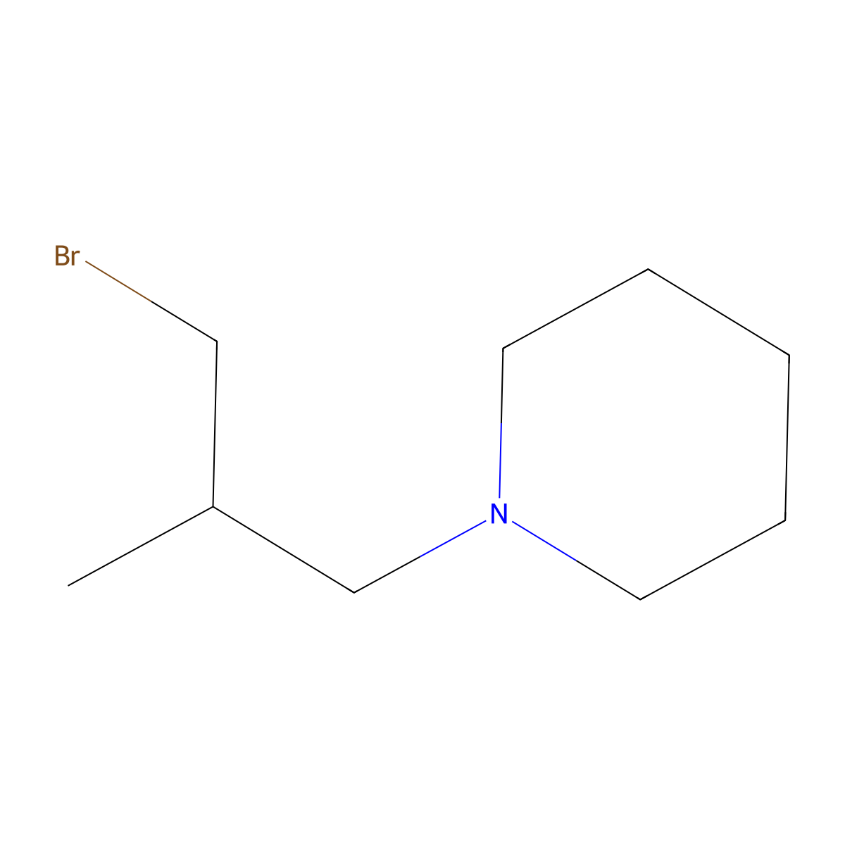 1-(3-Bromo-2-methylpropyl)piperidine molecular structure, CAS 1478896-47-7