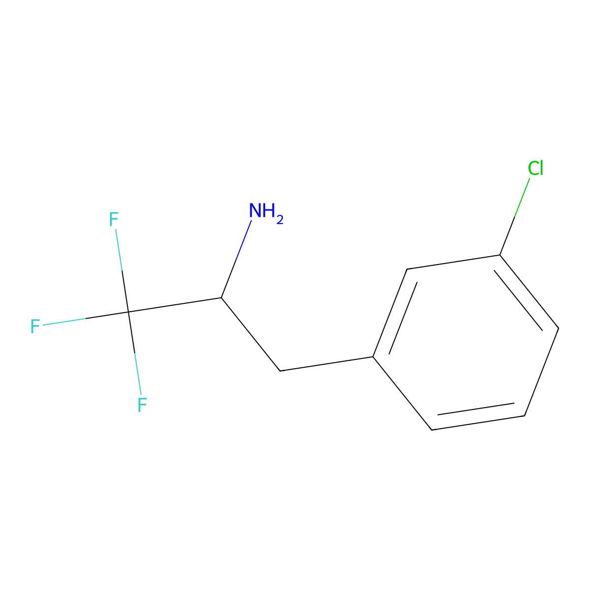 3-(3-Chlorophenyl)-1,1,1-trifluoropropan-2-amine molecular structure, CAS 1478897-59-4