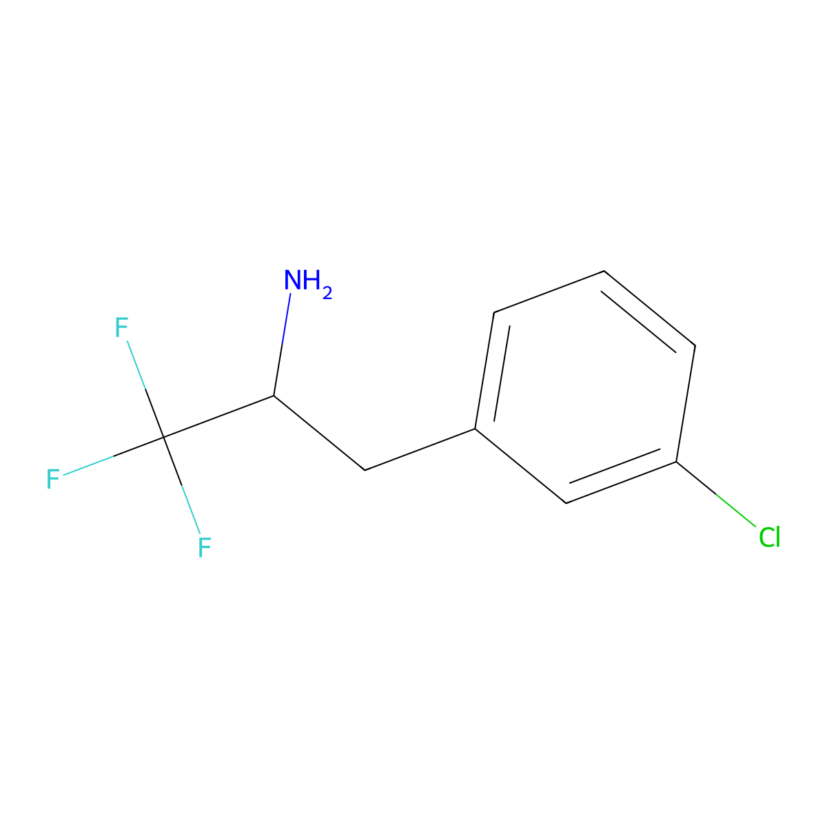 3-(3-Chlorophenyl)-1,1,1-trifluoropropan-2-amine molecular structure, CAS 1478897-59-4