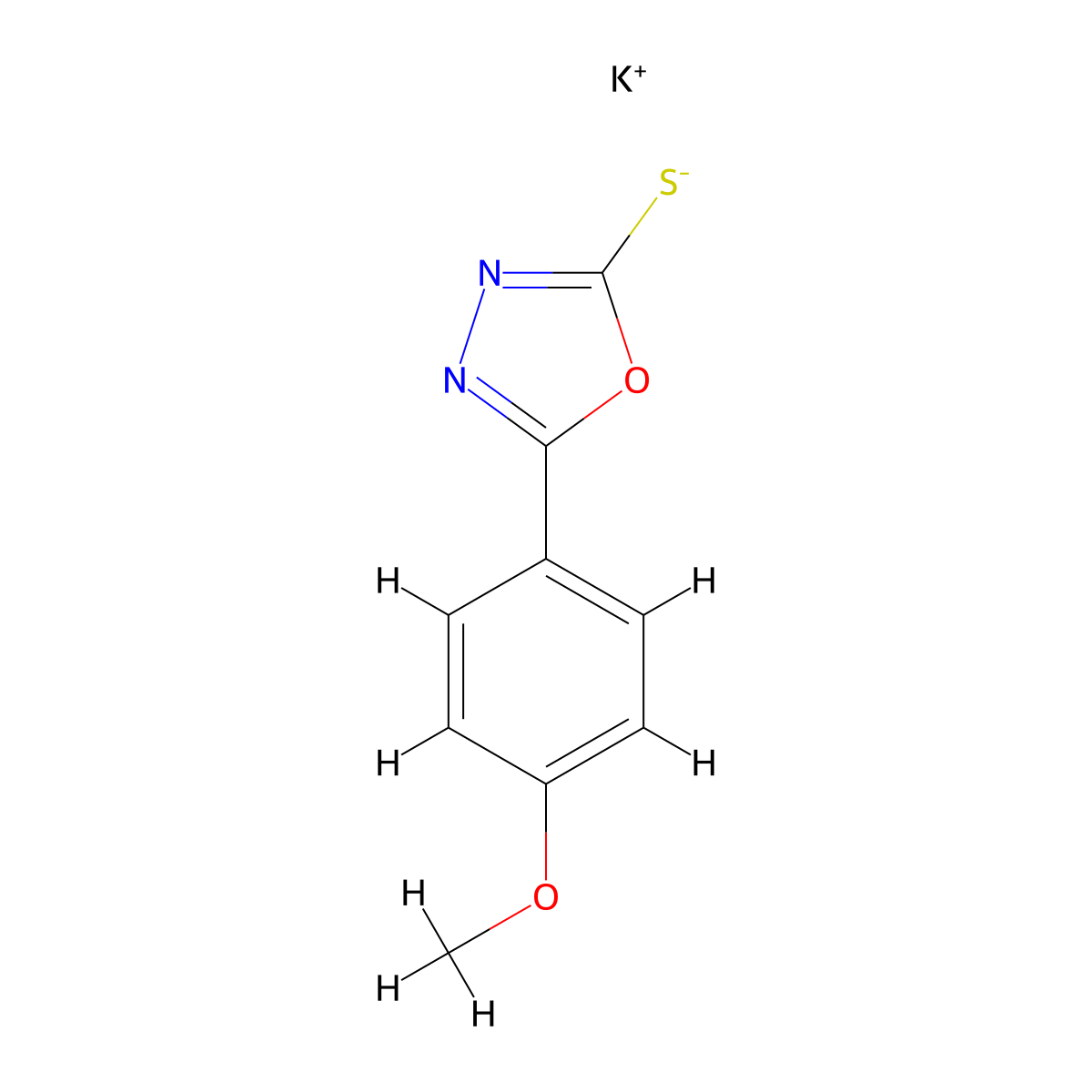 Potassium 5-(4-methoxyphenyl)-1,3,4-oxadiazole-2-thiolate molecular structure, CAS 147891-26-7