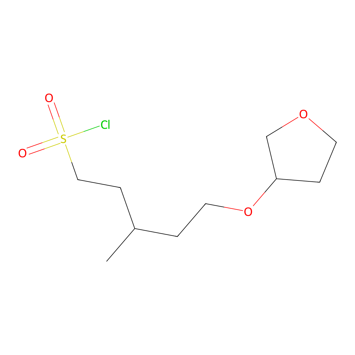 3-Methyl-5-(oxolan-3-yloxy)pentane-1-sulfonyl chloride molecular structure, CAS 1478961-45-3