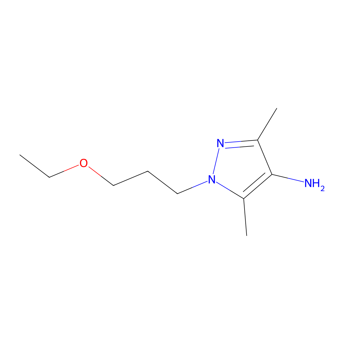 1-(3-Ethoxypropyl)-3,5-dimethyl-1h-pyrazol-4-amine molecular structure, CAS 1478965-19-3