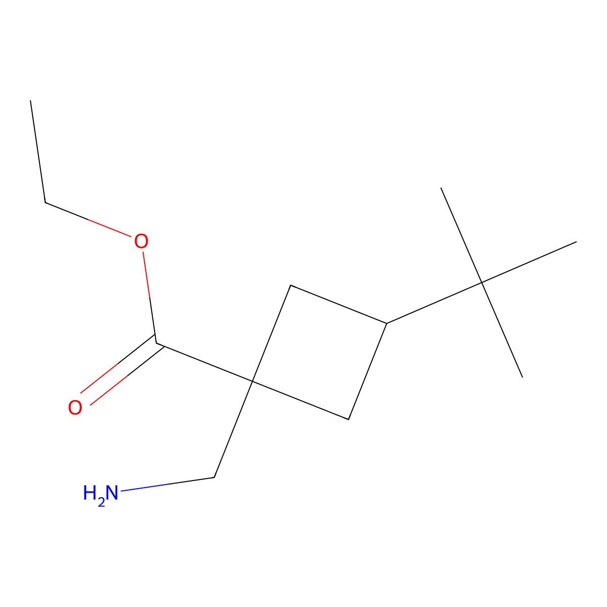 Ethyl 1-(aminomethyl)-3-tert-butylcyclobutane-1-carboxylate molecular structure, CAS 1478987-26-6