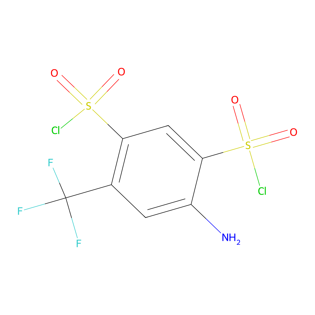 4-Amino-6-(trifluoromethyl)benzene-1,3-disulfonic acid dichloride molecular structure, CAS 1479-95-4