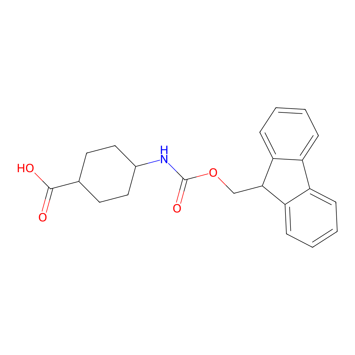 (1s,4s)-4-((((9H-fluoren-9-yl)methoxy)carbonyl)amino)cyclohexane-1-carboxylic acid molecular structure, CAS 147900-45-6