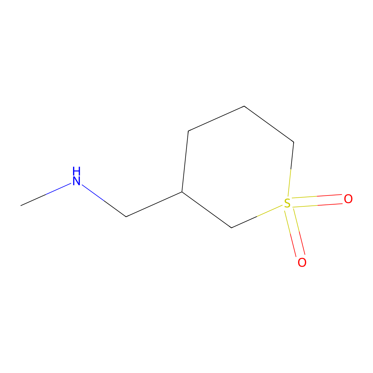 3-[(Methylamino)methyl]-1lambda6-thiane-1,1-dione molecular structure, CAS 1479003-20-7