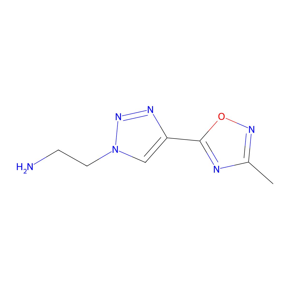 {2-[4-(3-methyl-1,2,4-oxadiazol-5-yl)-1H-1,2,3-triazol-1-yl]ethyl}amine molecular structure, CAS 1479041-66-1