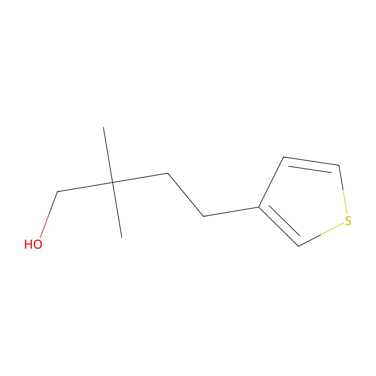 2,2-Dimethyl-4-(thiophen-3-yl)butan-1-ol molecular structure, CAS 1479062-18-4