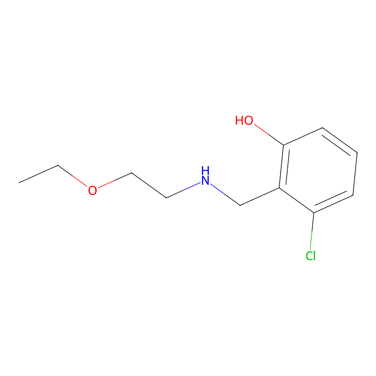 3-Chloro-2-{[(2-ethoxyethyl)amino]methyl}phenol molecular structure, CAS 1479070-89-7