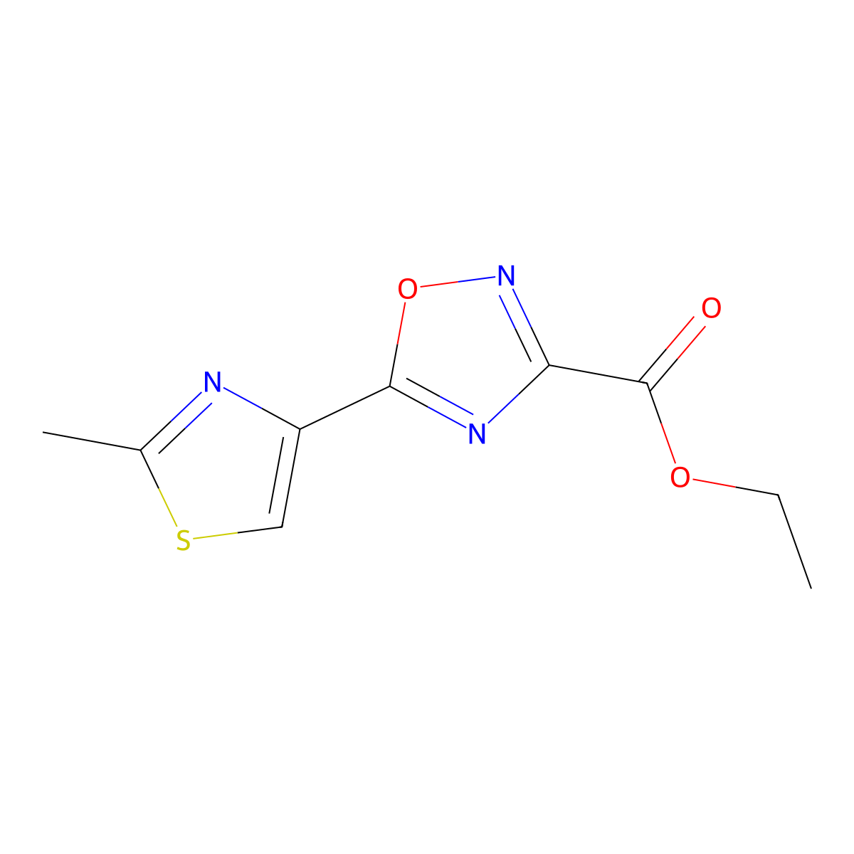 Ethyl 5-(2-methylthiazol-4-yl)-1,2,4-oxadiazole-3-carboxylate molecular structure, CAS 1479087-20-1