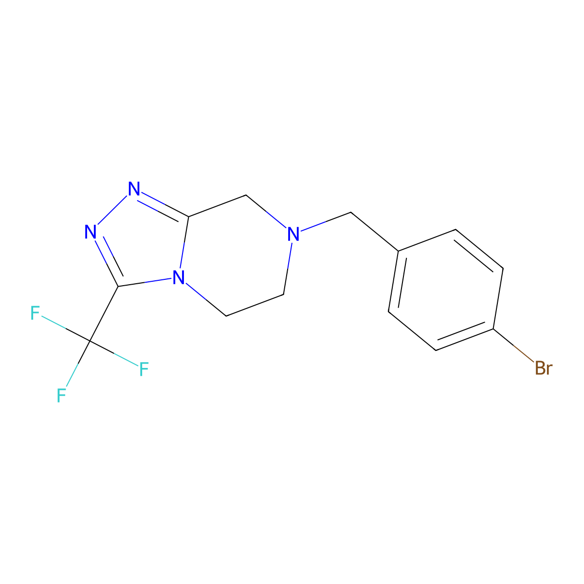 7-[(4-bromophenyl)methyl]-3-(trifluoromethyl)-5H,6H,7H,8H-[1,2,4]triazolo[4,3-a]pyrazine molecular structure, CAS 1479089-28-5