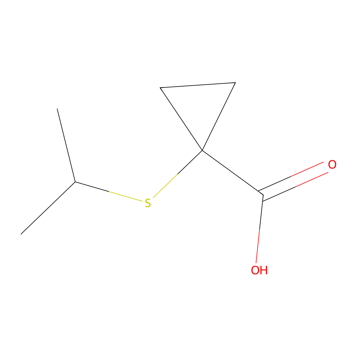 1-(Propan-2-ylsulfanyl)cyclopropane-1-carboxylic acid molecular structure, CAS 1479100-86-1