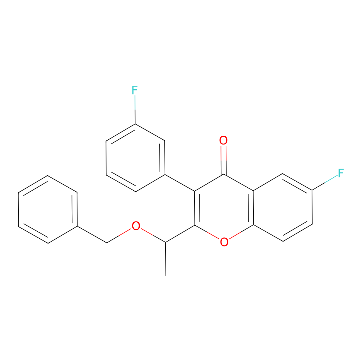 (R)-2-(1-(benzyloxy)ethyl)-6-fluoro-3-(3-fluorophenyl)-4H-chromen-4-one molecular structure, CAS 1479107-53-3