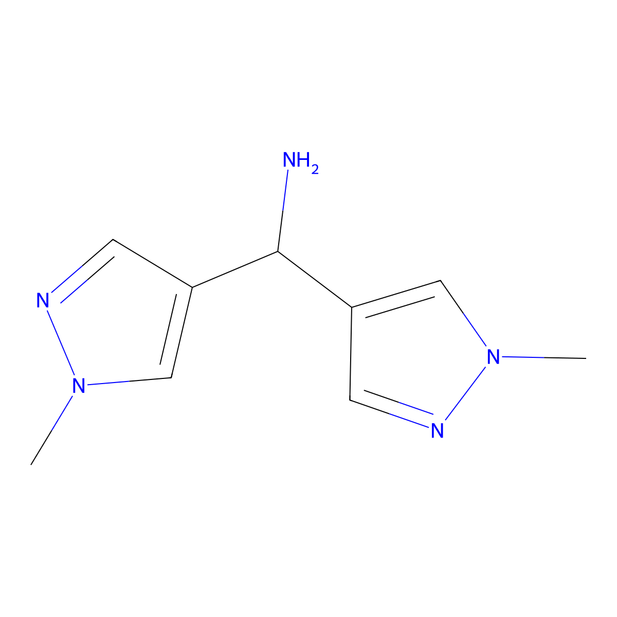 bis(1-methyl-1H-pyrazol-4-yl)methanamine molecular structure, CAS 1479117-62-8