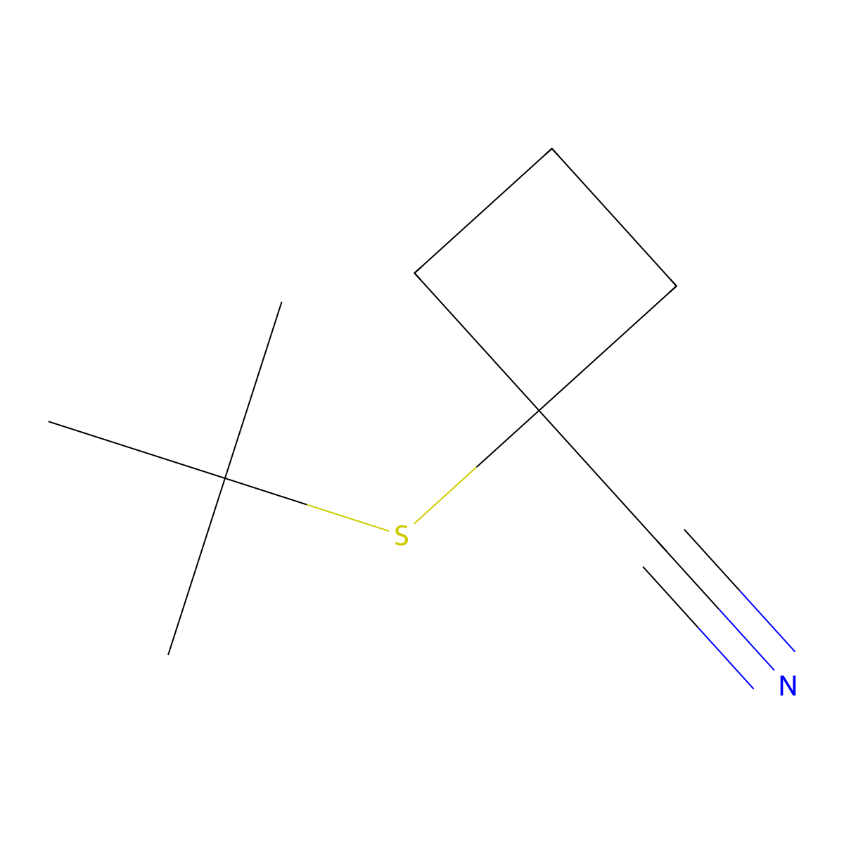 1-(Tert-butylsulfanyl)cyclobutane-1-carbonitrile molecular structure, CAS 1479120-06-3