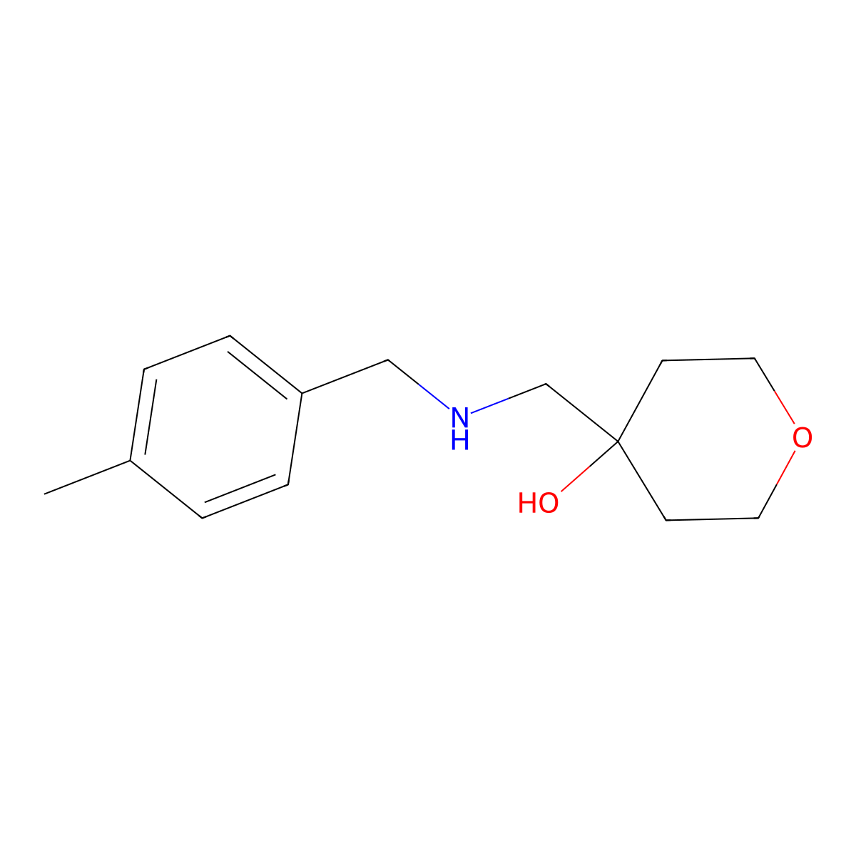 4-(((4-Methylbenzyl)amino)methyl)tetrahydro-2H-pyran-4-ol molecular structure, CAS 1479125-58-0