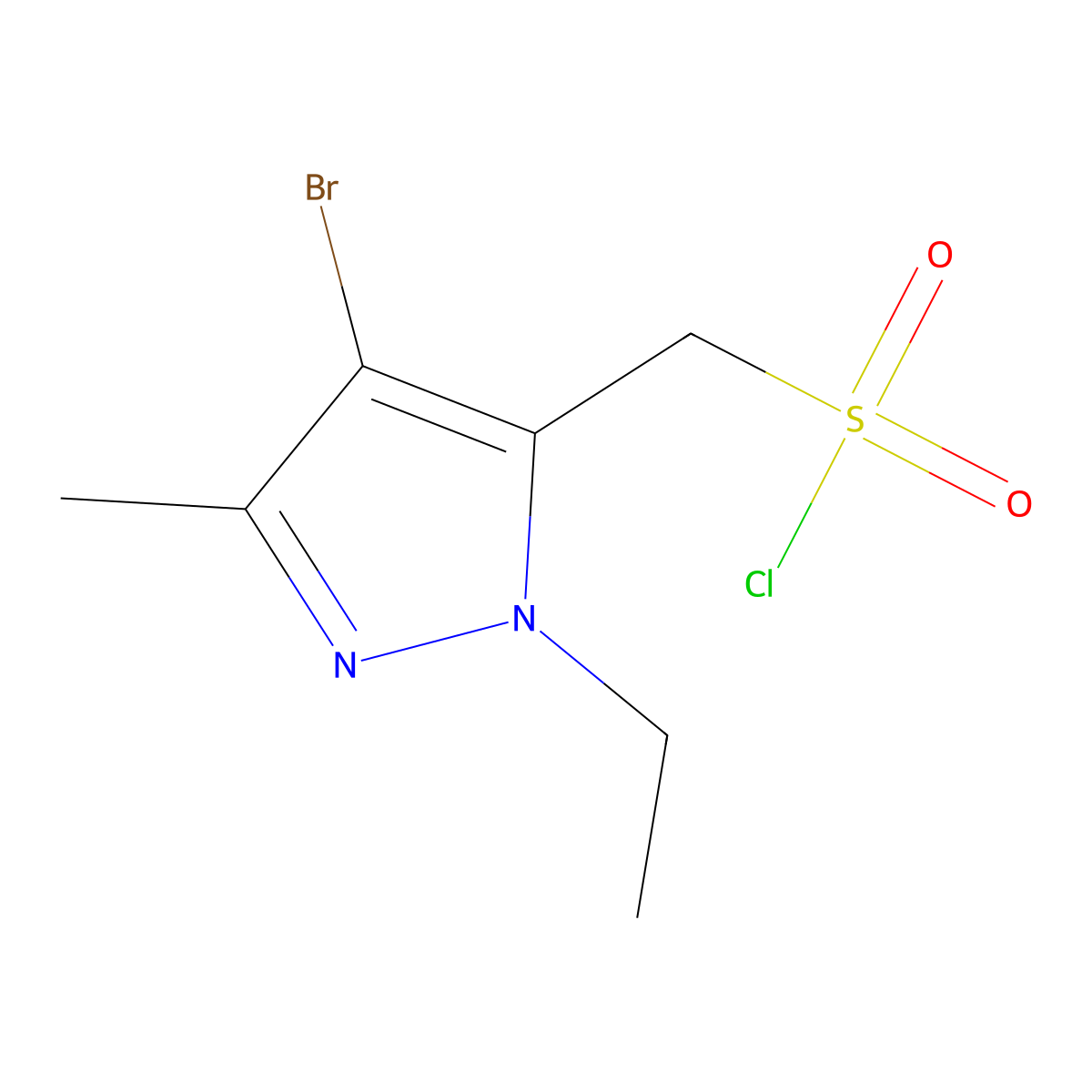(4-Bromo-1-ethyl-3-methyl-1H-pyrazol-5-YL)methanesulfonyl chloride molecular structure, CAS 1479135-30-2