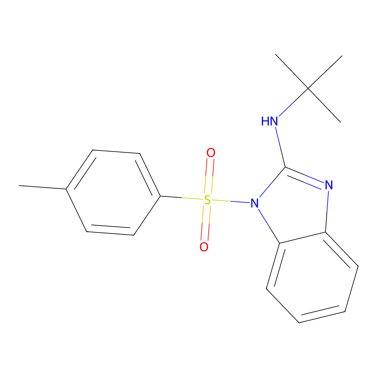 N-tert-butyl-1-(4-methylbenzenesulfonyl)-1H-1,3-benzodiazol-2-amine molecular structure, CAS 1479164-99-2