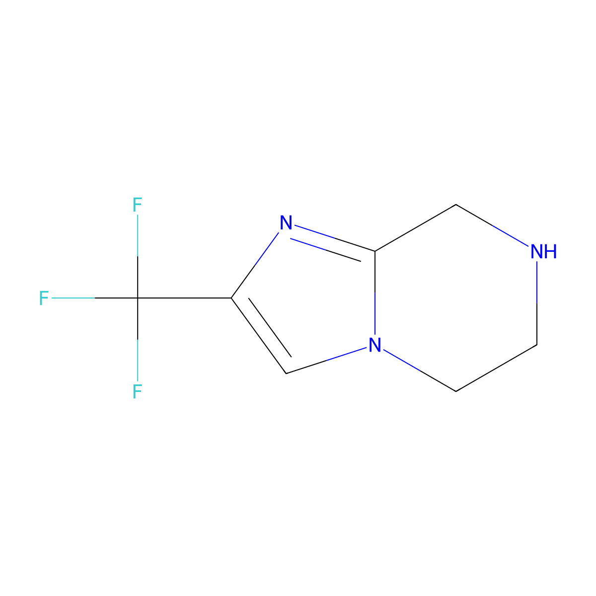2-(trifluoromethyl)-5H,6H,7H,8H-imidazo[1,2-a]pyrazine molecular structure, CAS 147917-04-2