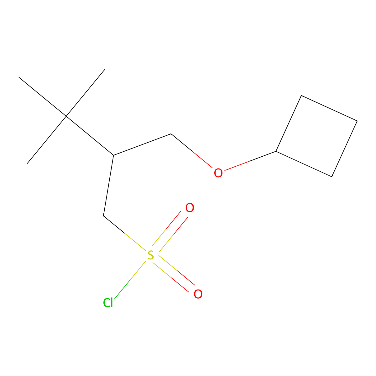 2-(Cyclobutoxymethyl)-3,3-dimethylbutane-1-sulfonyl chloride molecular structure, CAS 1479175-52-4