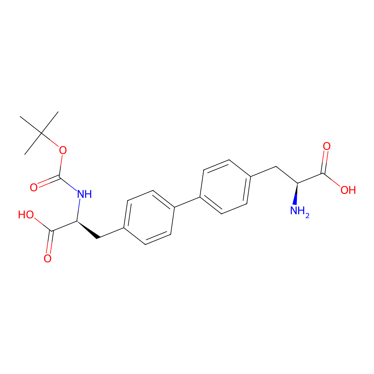 (2S)-2-amino-3-[4-[4-[(2S)-2-carboxy-2-[(2-methylpropan-2-yl)oxycarbonylamino]ethyl]phenyl]phenyl]propanoic acid molecular structure, CAS 147923-47-5