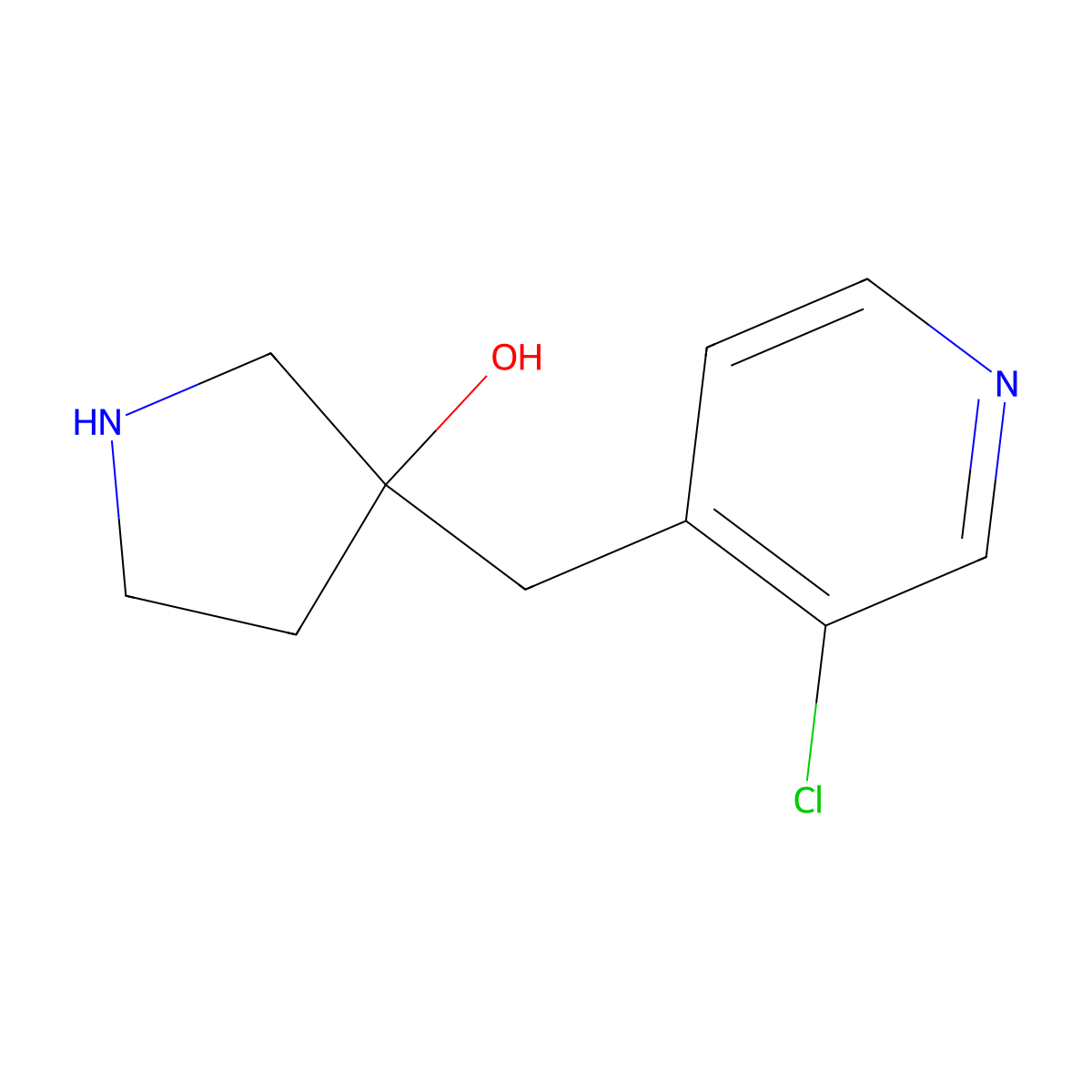 3-((3-Chloropyridin-4-yl)methyl)pyrrolidin-3-ol molecular structure, CAS 1479230-02-8