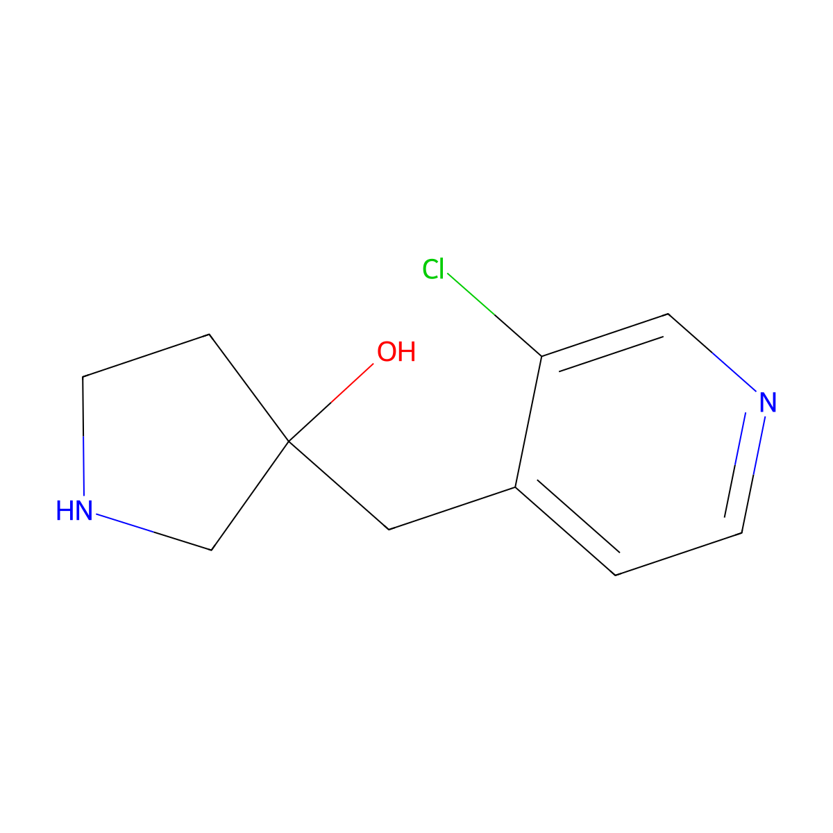 3-((3-Chloropyridin-4-yl)methyl)pyrrolidin-3-ol molecular structure, CAS 1479230-02-8
