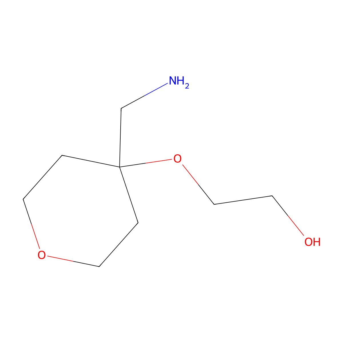 2-{[4-(Aminomethyl)oxan-4-yl]oxy}ethan-1-ol molecular structure, CAS 1479234-05-3