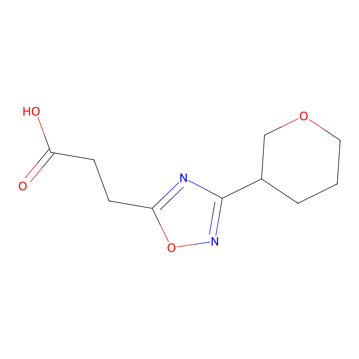 3-(3-(Tetrahydro-2h-pyran-3-yl)-1,2,4-oxadiazol-5-yl)propanoic acid molecular structure, CAS 1479275-74-5