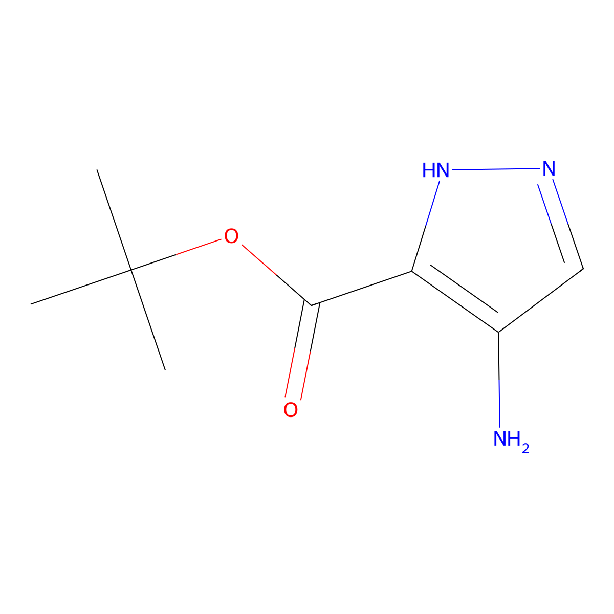 tert-butyl 4-amino-1H-pyrazole-3-carboxylate molecular structure, CAS 1479278-20-0