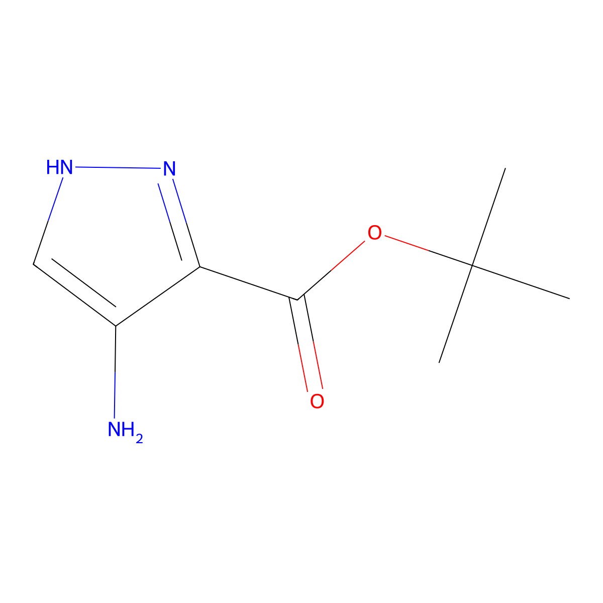 tert-butyl 4-amino-1H-pyrazole-3-carboxylate molecular structure, CAS 1479278-20-0