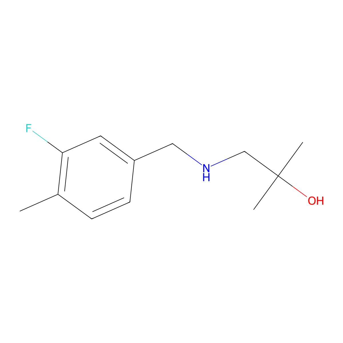 1-{[(3-Fluoro-4-methylphenyl)methyl]amino}-2-methylpropan-2-ol molecular structure, CAS 1479290-32-8