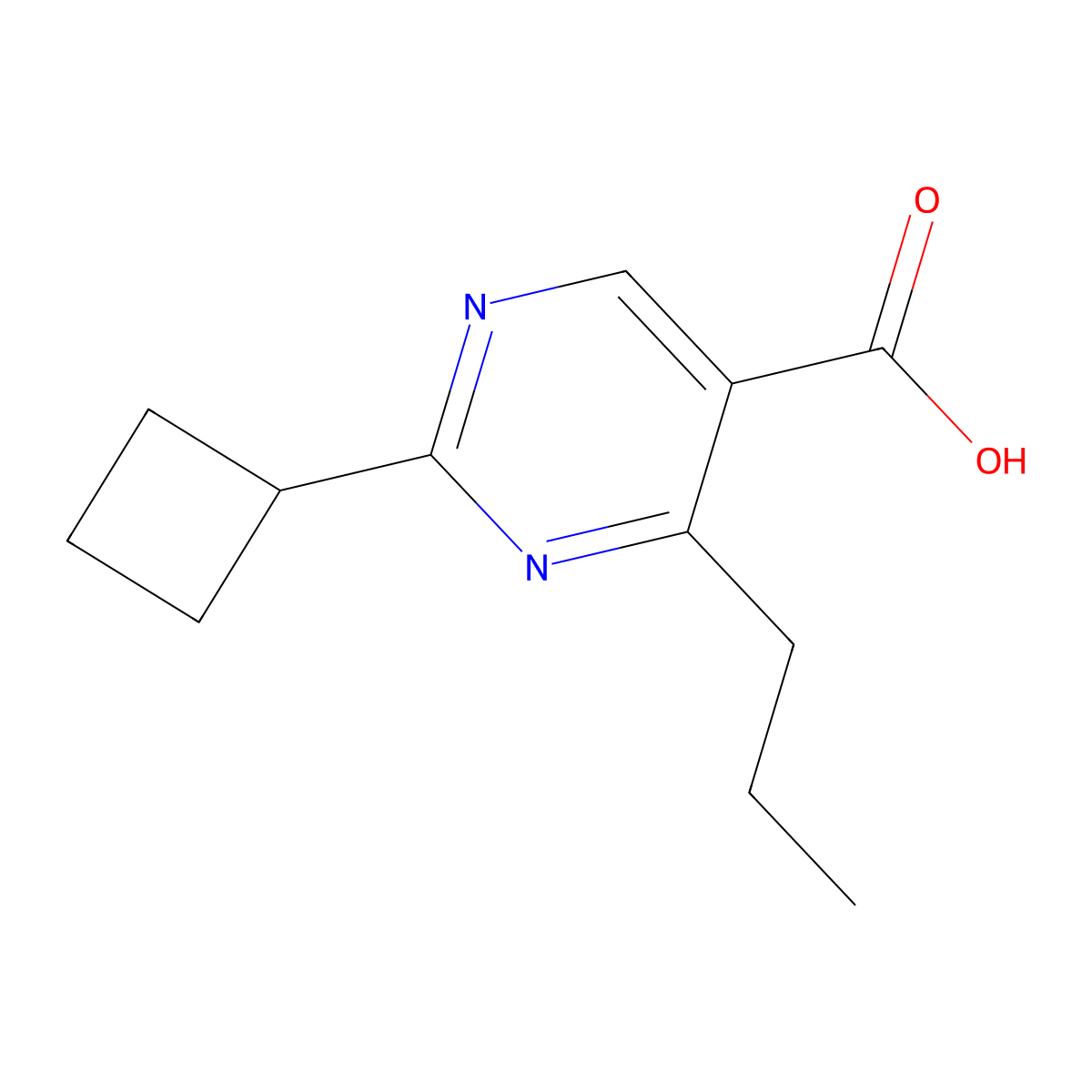 2-Cyclobutyl-4-propylpyrimidine-5-carboxylic acid molecular structure, CAS 1479305-48-0