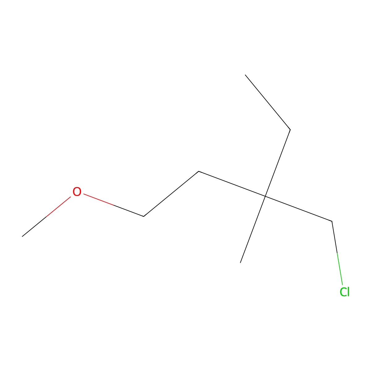3-(Chloromethyl)-1-methoxy-3-methylpentane molecular structure, CAS 1479345-60-2