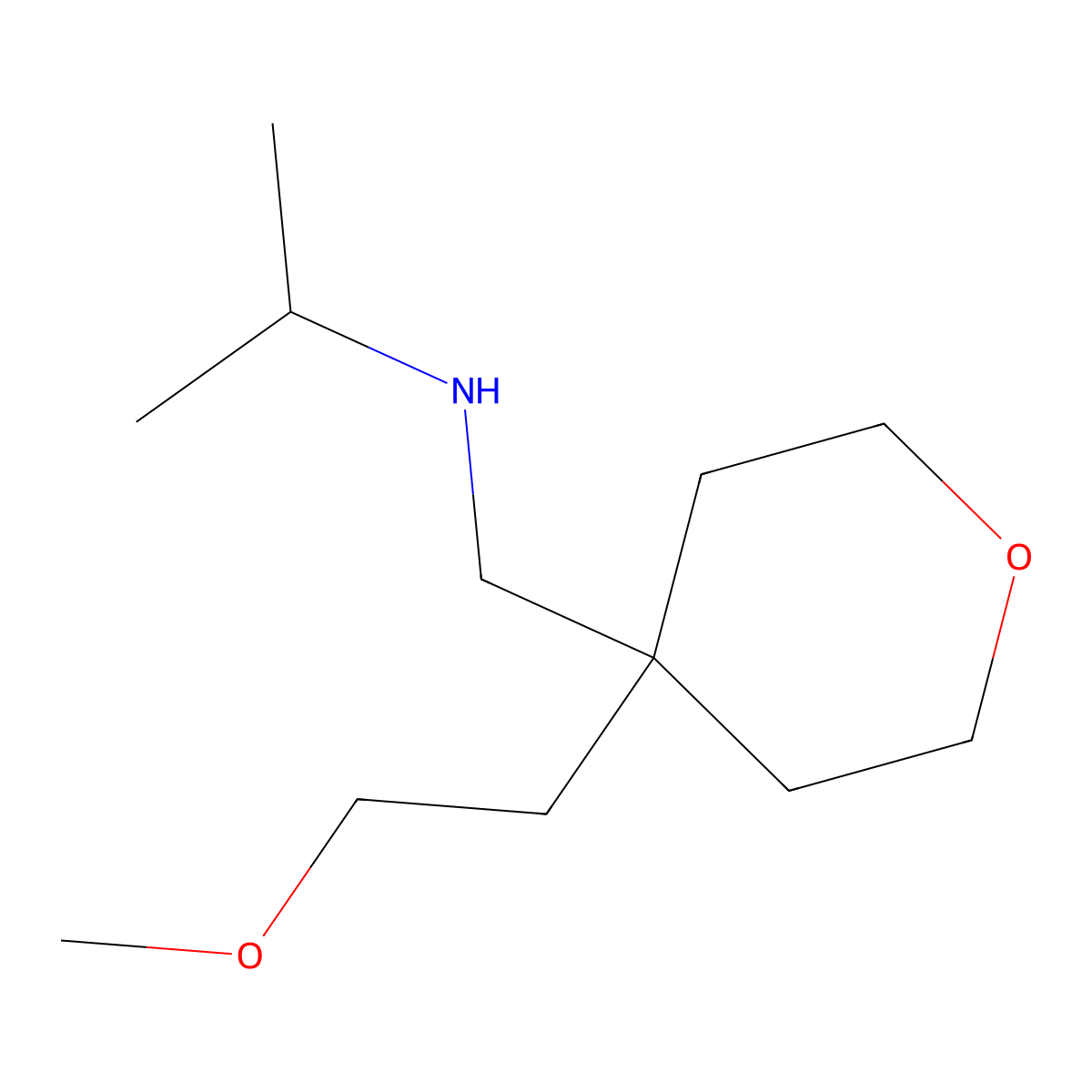 {[4-(2-Methoxyethyl)oxan-4-yl]methyl}(propan-2-yl)amine molecular structure, CAS 1479355-47-9